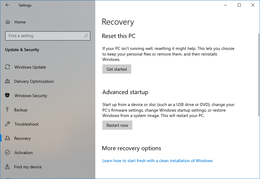 click the Restart now button