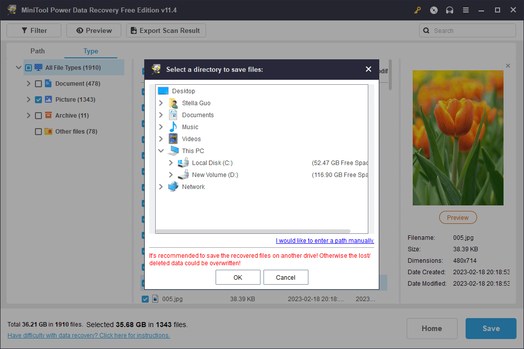 save your selected files