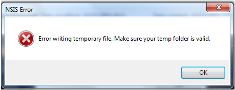 Make sure your temp folder is valid