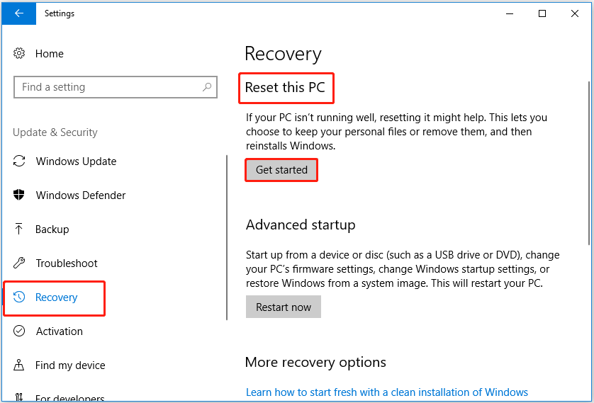 reset your PC