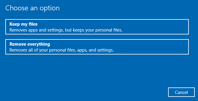 choose to keep or remove personal files