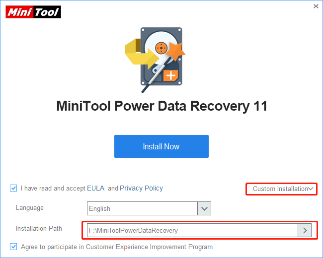 select a USB drive as the installation path