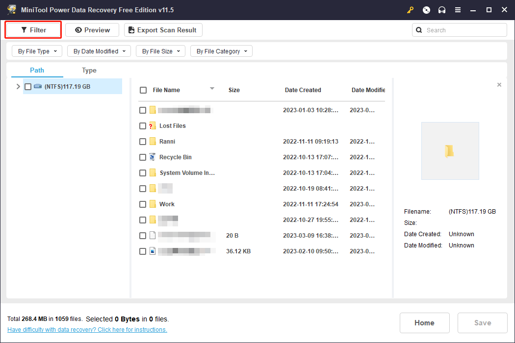use the Filter function to find your needed video files