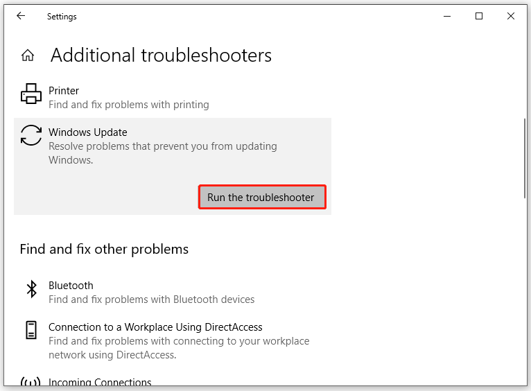 hit Run the troubleshooter