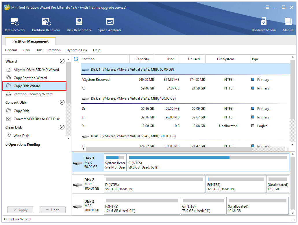 select Copy Disk Wizard option