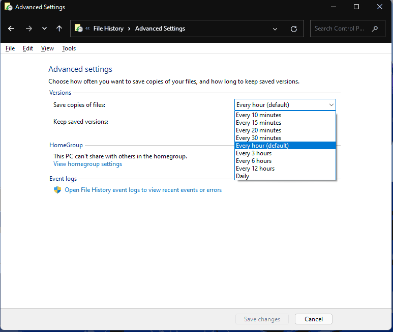 Windows 11 File History automatic backup