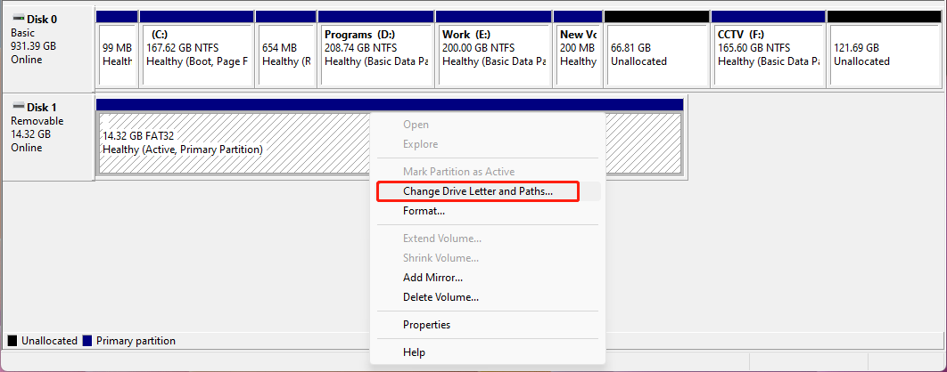 select Change Drive Letter and Paths…
