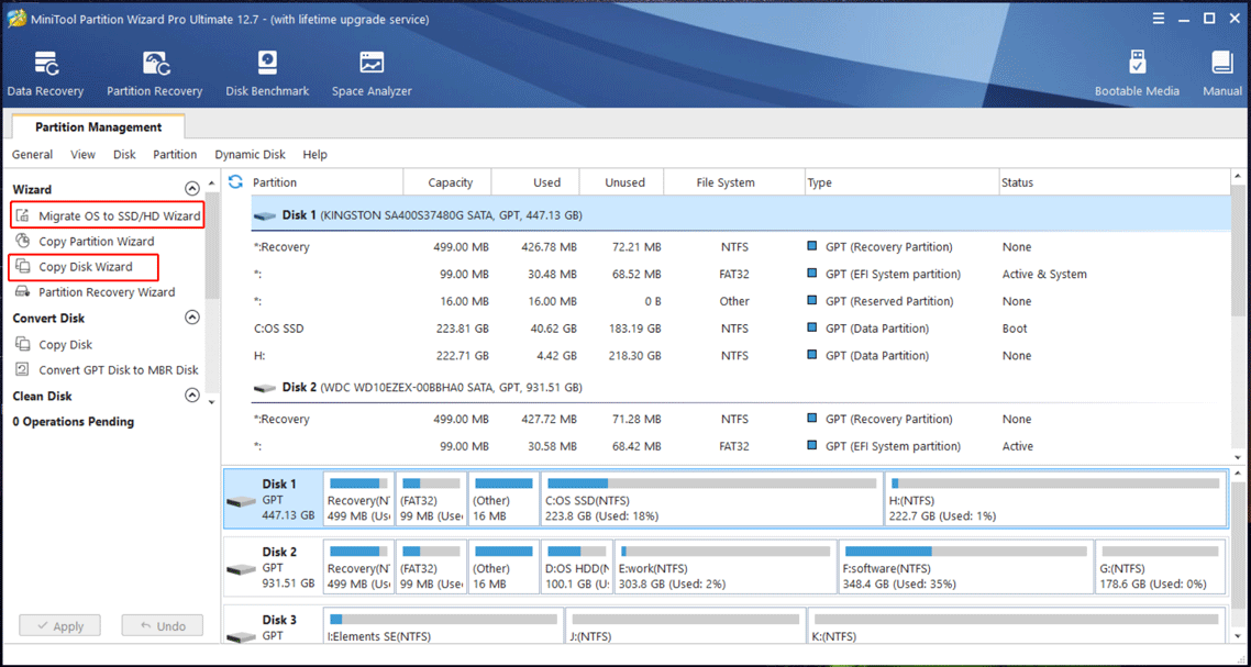 MiniTool Partition Wizard system migration