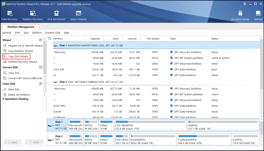 windows 7 ghost image MiniTool Partition Wizard copy disk