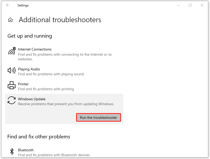 click Run the troubleshooter