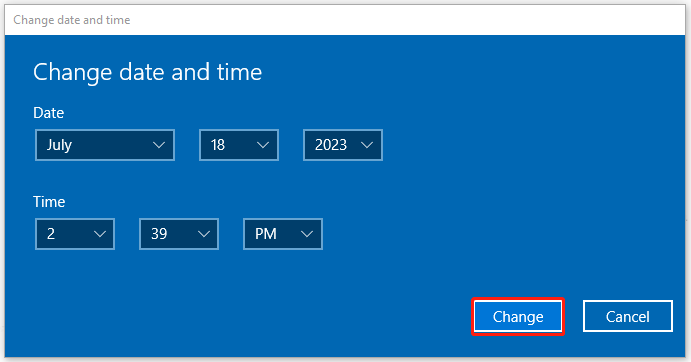 click Change