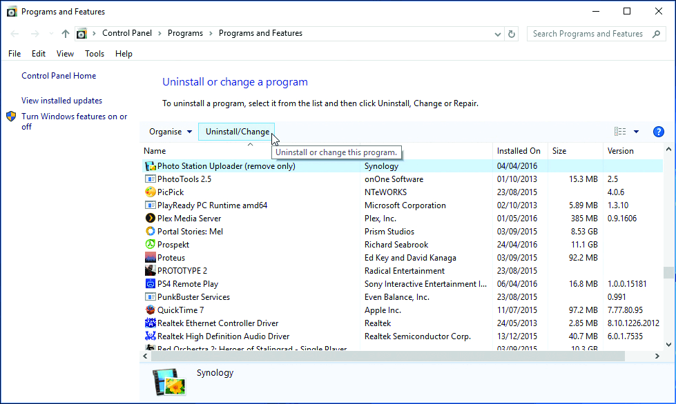 desinstalar programas de Windows 10