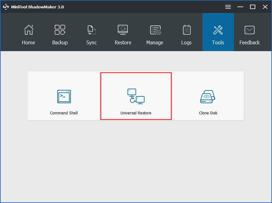 función de restauración universal de MiniTool ShadowMaker