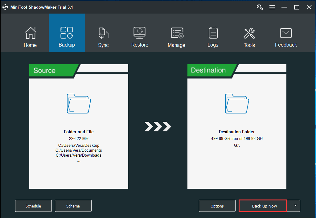 el mejor software de copia de seguridad de datos MiniTool ShadowMaker