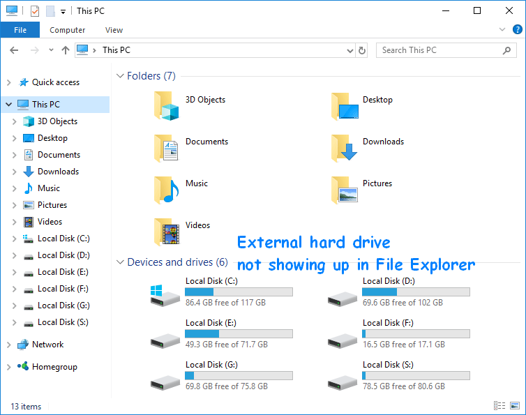 disco duro externo no muestra el Explorador de archivos