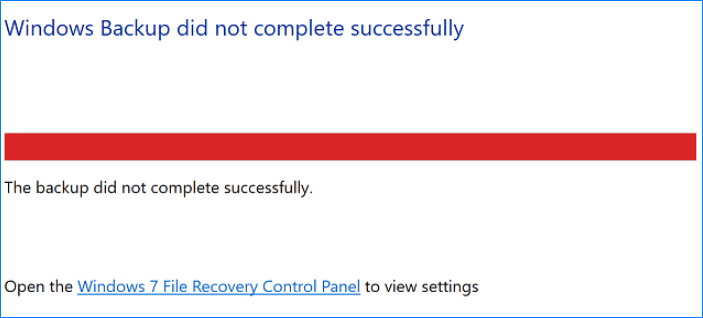 La copia de seguridad de Windows no se completó correctamente
