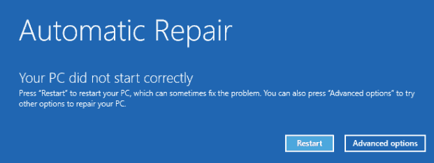 reparación automática de Windows 10