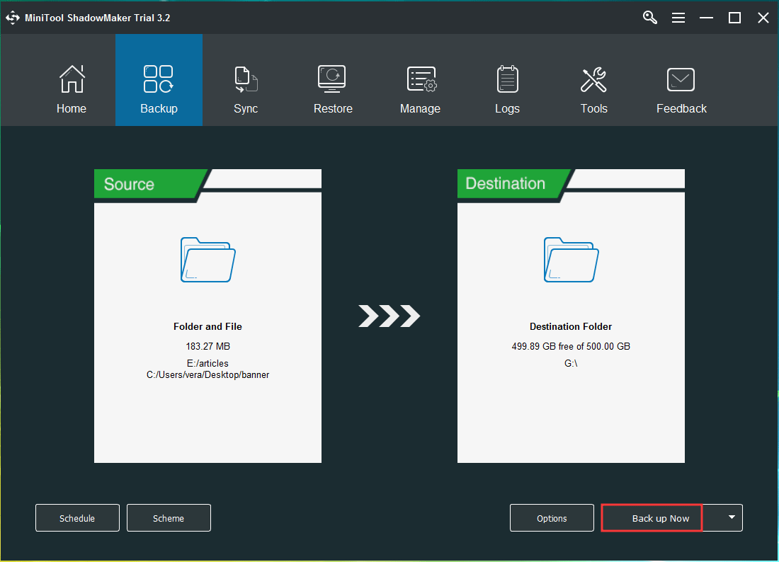 MiniTool ShadowMaker realiza copias de seguridad de archivos en Vista