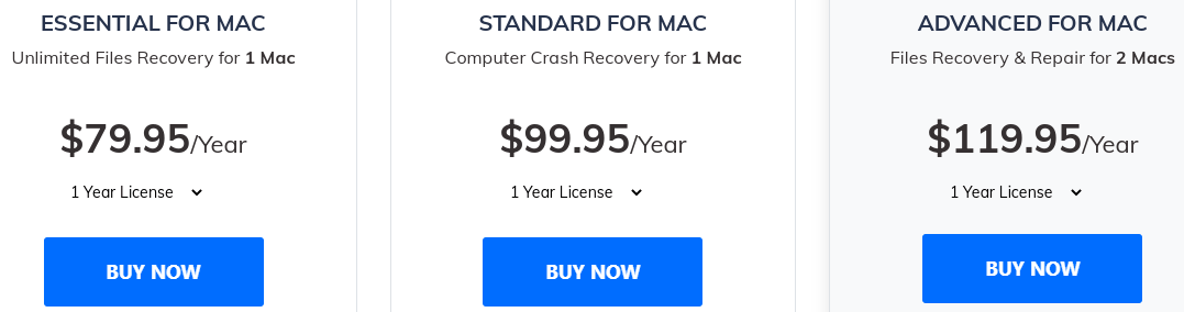 el precio de la versión de macOS de Wondershare Recoverit