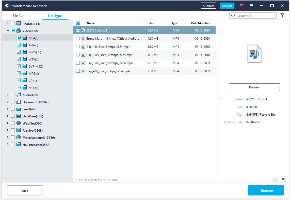 recuperar datos usando Wondershare Recoverit