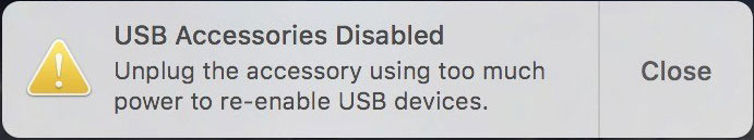 Accesorios USB deshabilitados