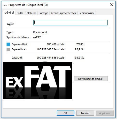 système de fichiers exFAT