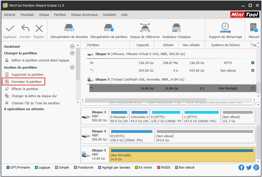 Choisissez Formater la partition