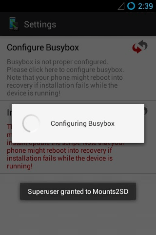 Cliquez sur le bouton Configure Busybox