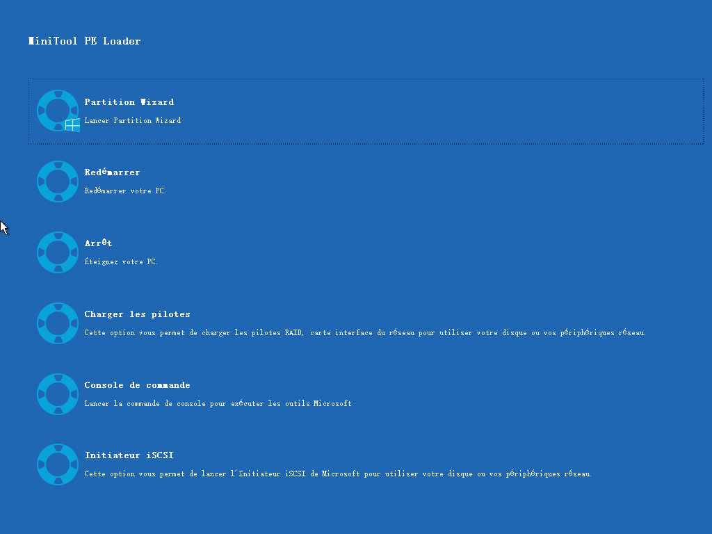 MiniTool Partition Wizard en mode WinPE