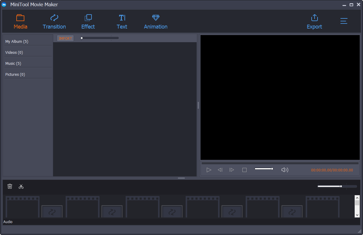  l'interface principale de MiniTool Movie Maker