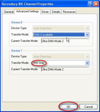 changer le mode de transfert