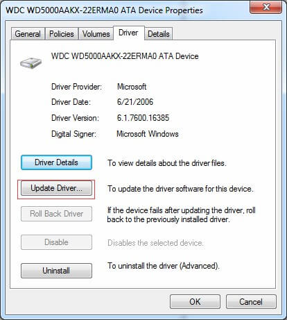 mettre à jour le disque dur de Windows 7