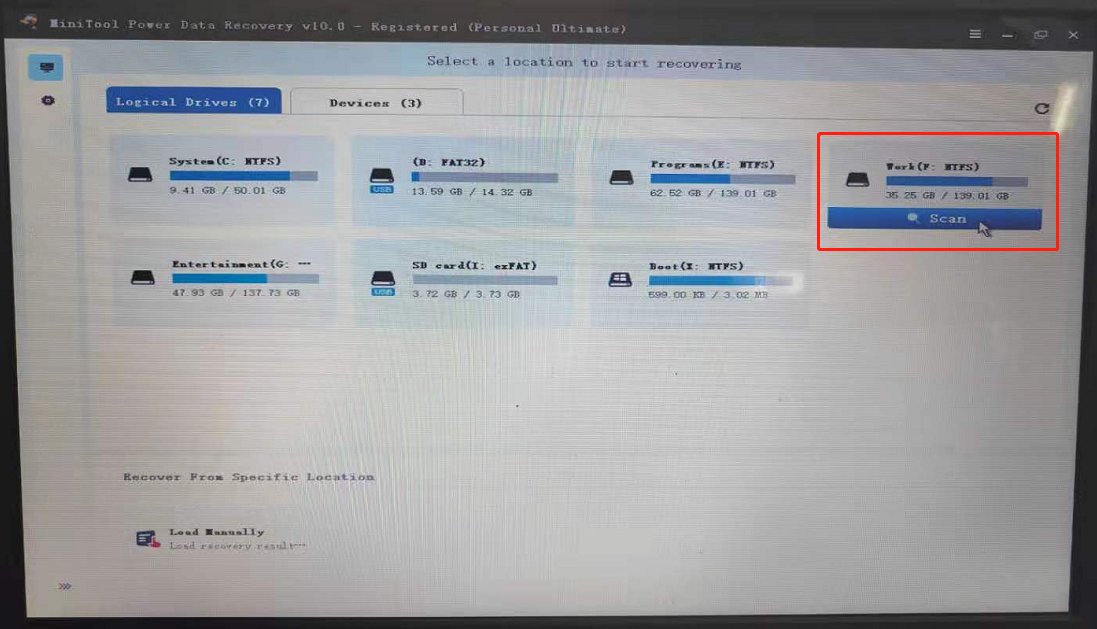 sélectionnez le lecteur cible à analyser