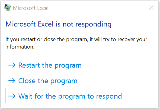 Microsoft Excel ne répond pas