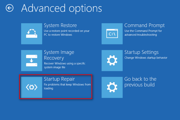 Réparer Windows 10 avec la réparation de démarrage