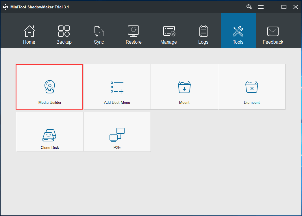 Page des outils MiniTool ShadowMaker