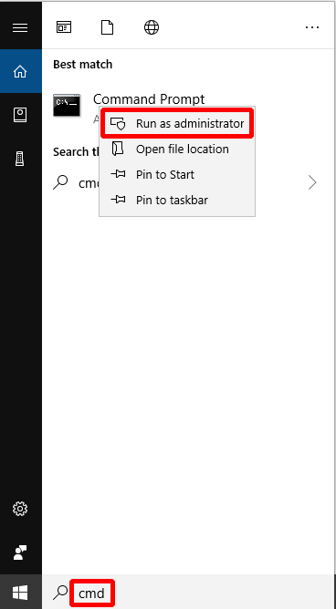 hoose Command Prompt et Run en tant qu'administrateur