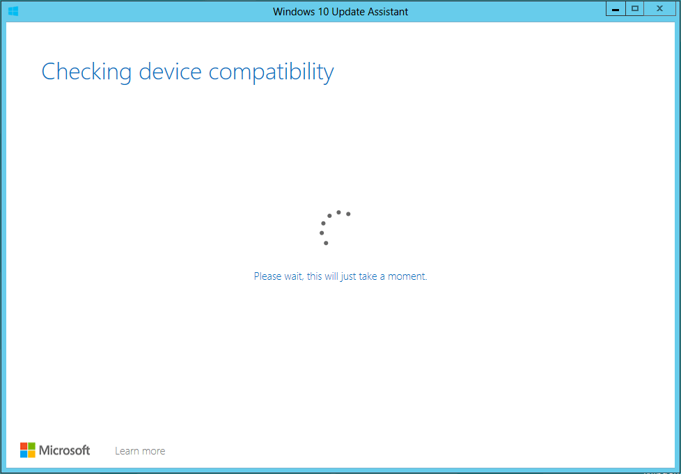 Assistant de mise à jour Windows 10 vérifiant la compatibilité des appareils