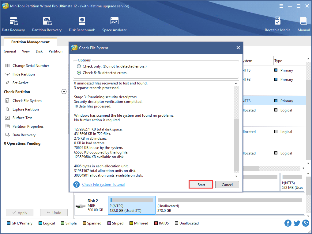select a way to check file system