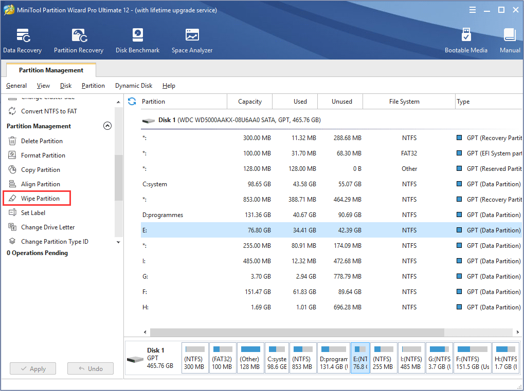 select Wipe Partition feature