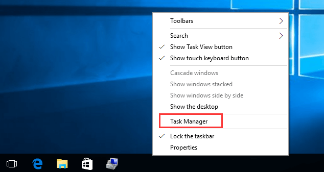  right-click on any blank area on the taskbar to open Task Manager