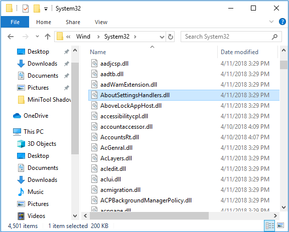files in System32 folder