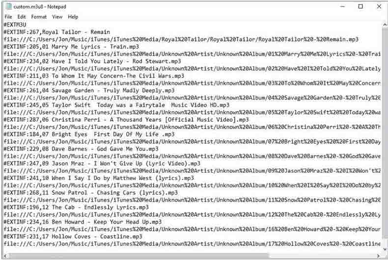 what is the m3u file format