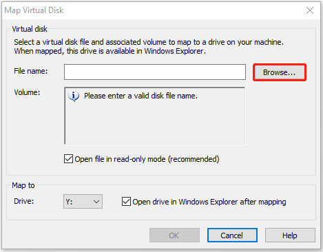 map the virtual disk
