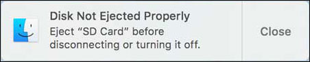 warning disk not ejected properly