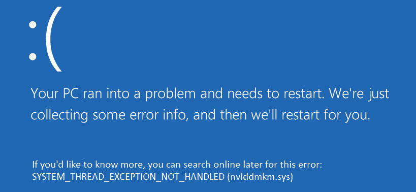 Ошибка thread 1. Синий экран system thread exception. system thread exception not handled. ошибка system thread...... you pc ran into a problem and needs to restart.
