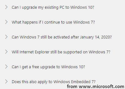 questions related to the end of support