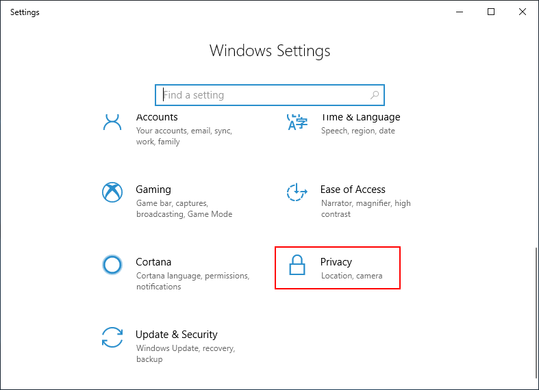 camera privacy settings