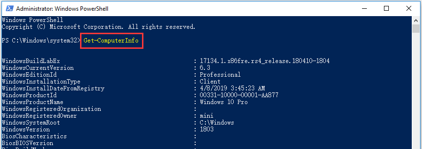 check computer specs through PowerShell