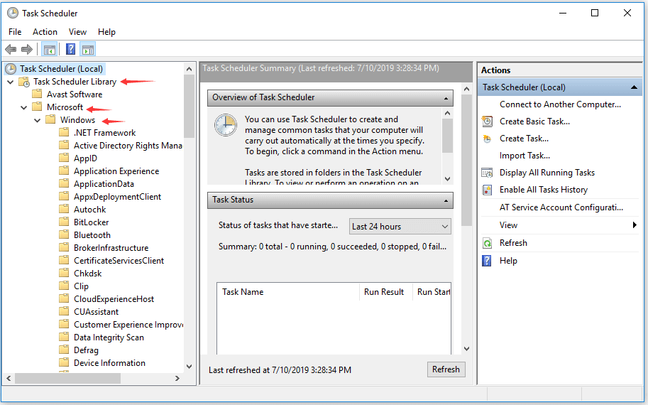 schedule Windows 10 scan